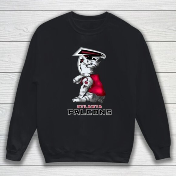 NFL Football My Cat Loves Atlanta Falcons Sweatshirt Fan Gift Unisex Apparel 159 - Picture 1 of 5
